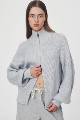 Banjo Zip Knit Cardigan Grey Marle