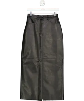 Basilika Black Faux Leather Maxi Skirt UK S