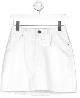 CAMI NYC White Sabine Genuine Leather Skirt Pearl  BNWT UK 6