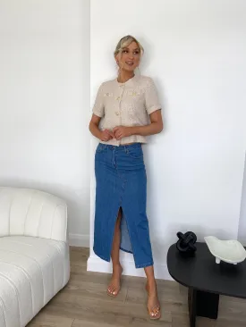 Denise Denim Skirt With front Slit