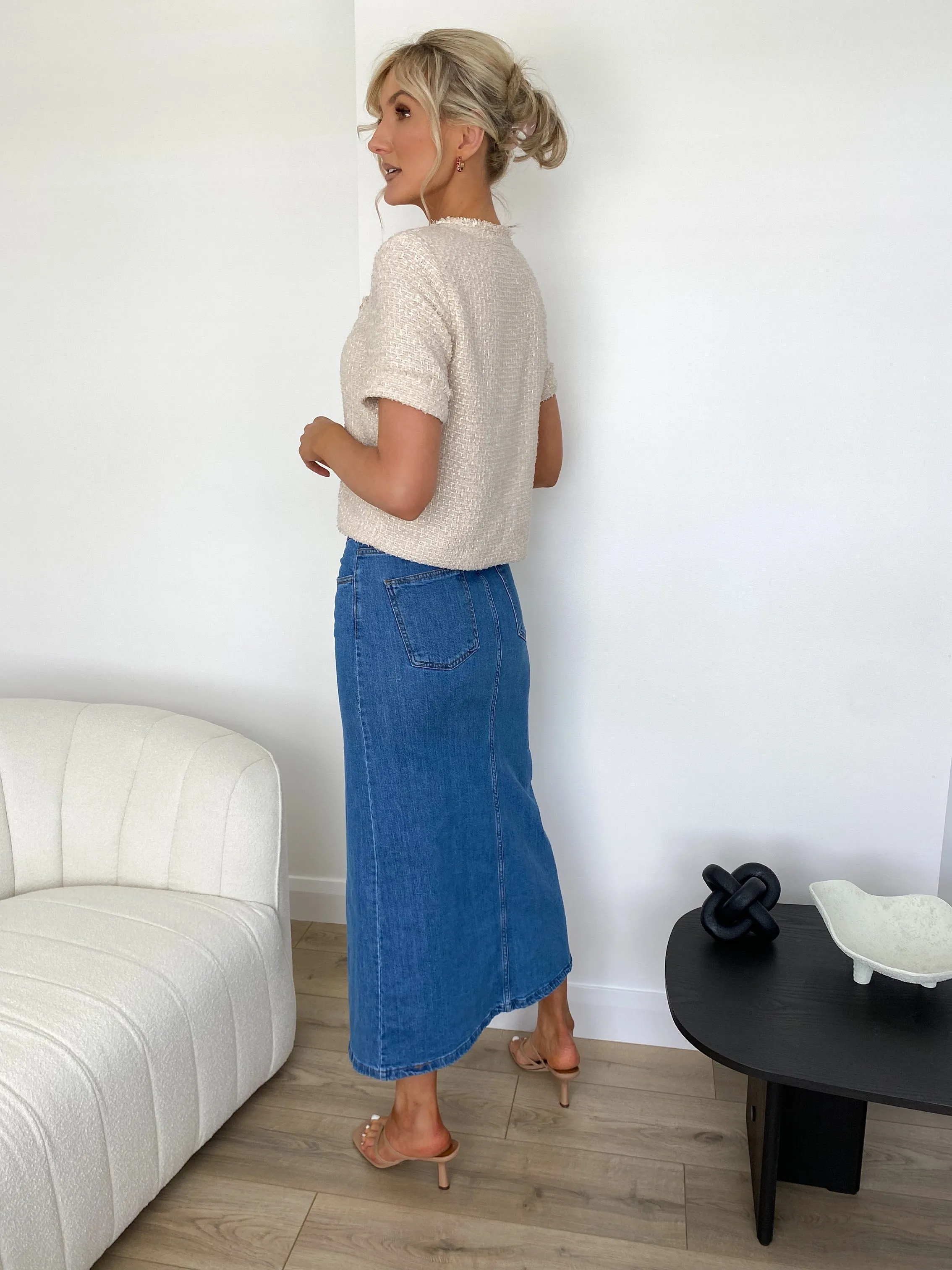 Denise Denim Skirt With front Slit