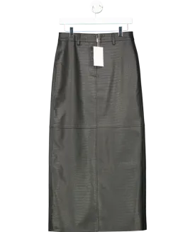 Elka Collective Black Akari Croc Midi Skirt UK 8