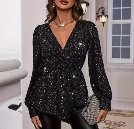 Fashion V-Neck Long Sleeve Top