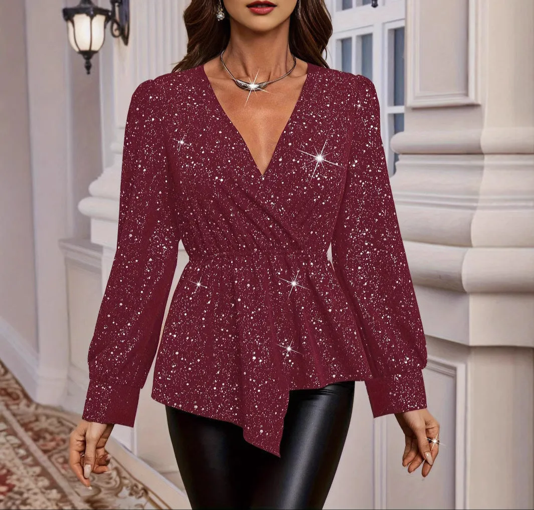 Fashion V-Neck Long Sleeve Top