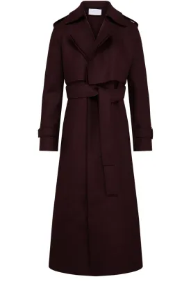 Long Trench Coat Pressed Wool Cognac