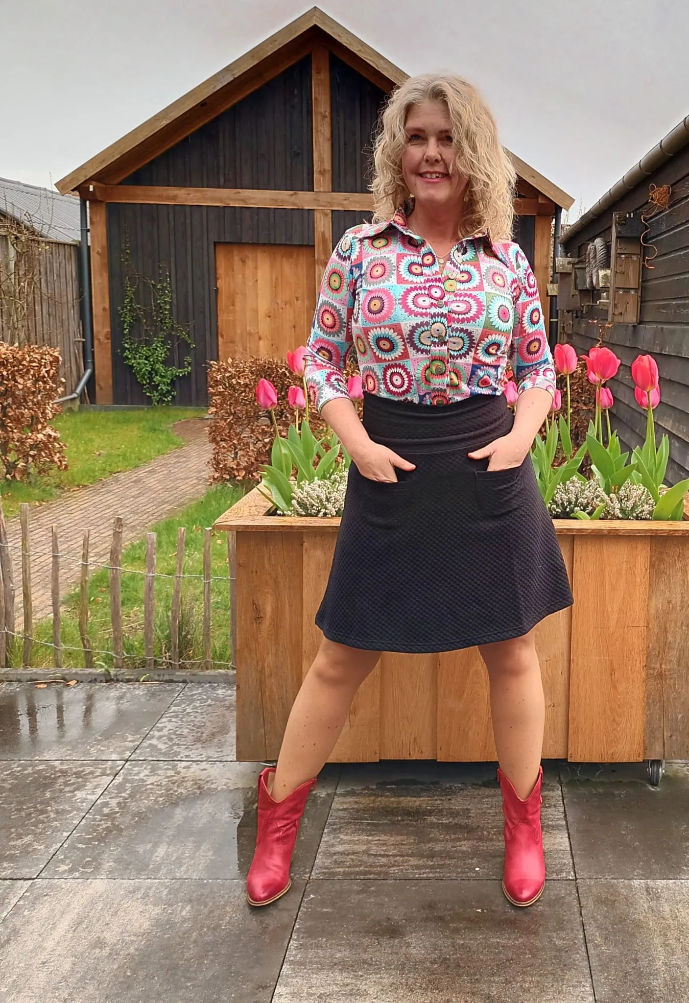 Marike polkadot pocket skirt - black