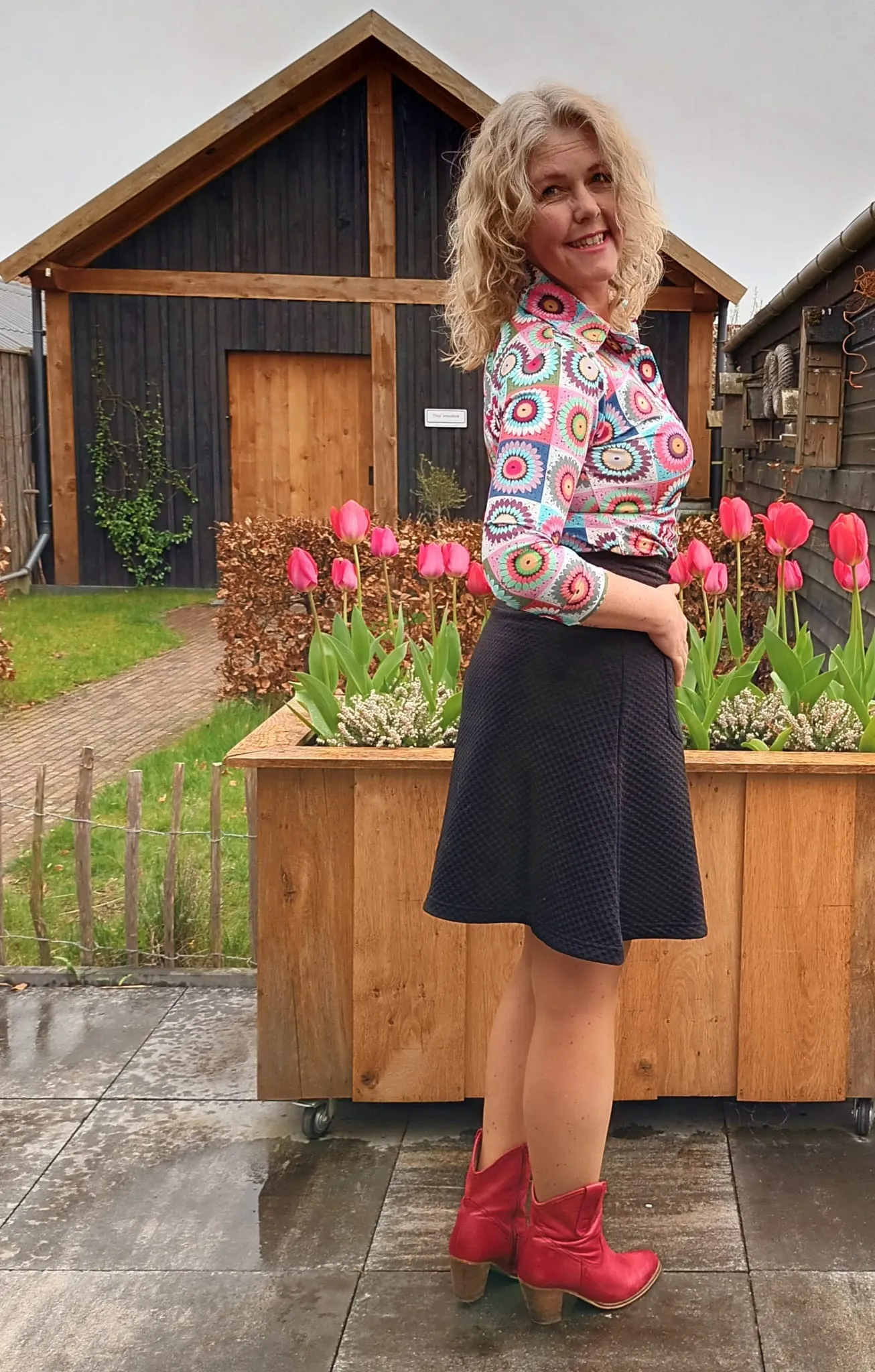 Marike polkadot pocket skirt - black
