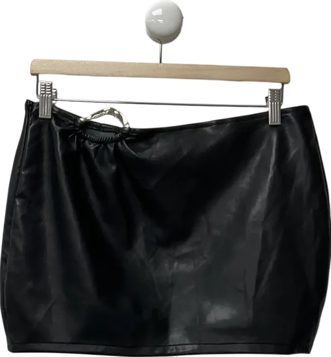 Mars the Label Black Leather Skirt With Metal Ring UK 14