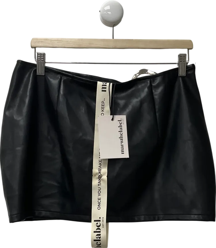 Mars the Label Black Leather Skirt With Metal Ring UK 14