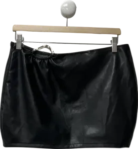 Mars the Label Black Leather Skirt With Metal Ring UK 14