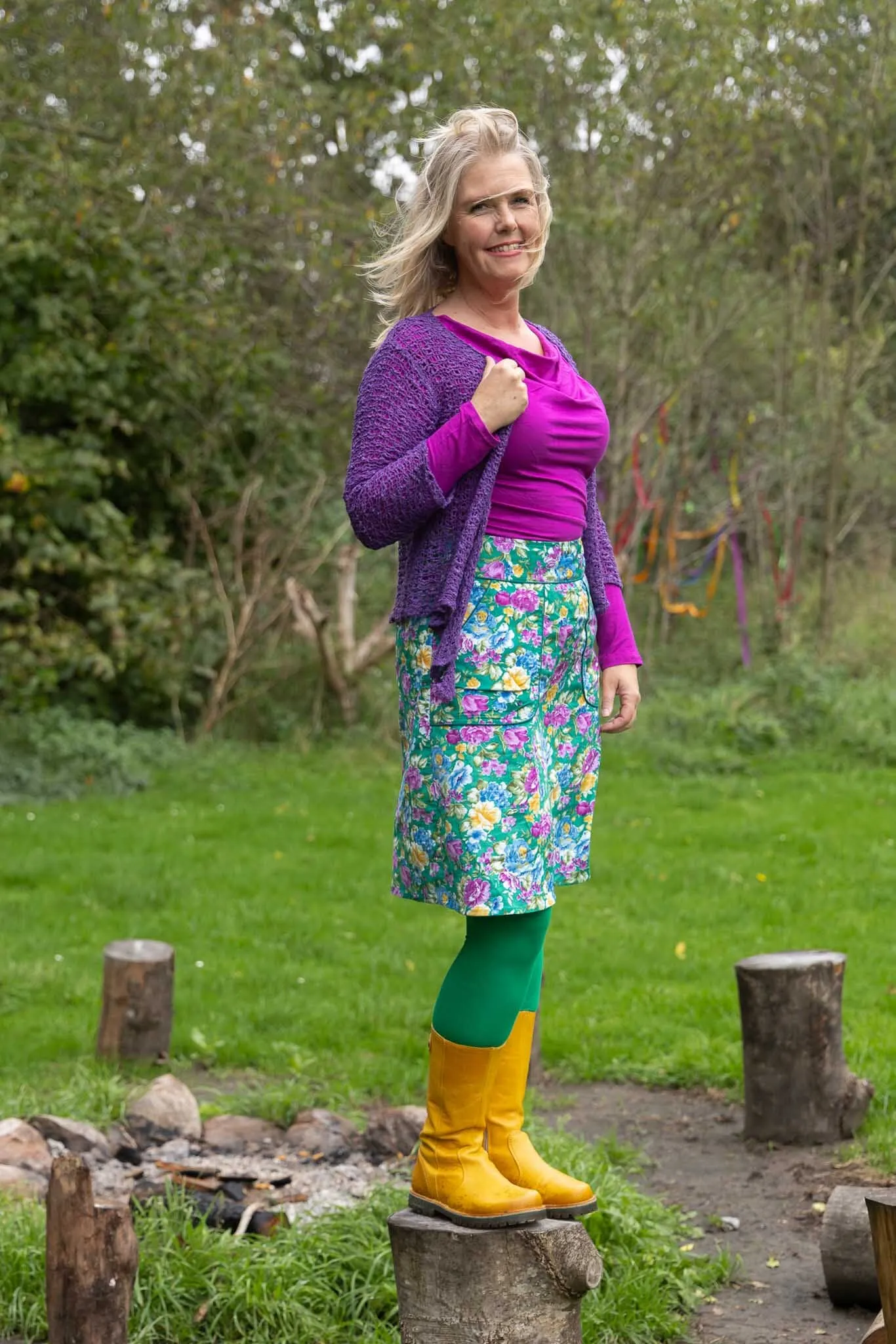 Sherry cotton corduroy skirt - flower garden green