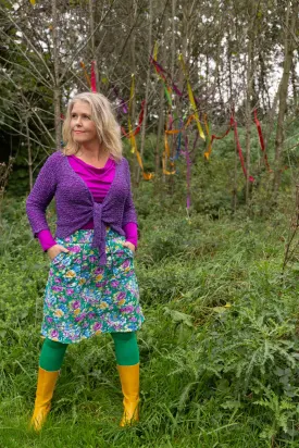 Sherry cotton corduroy skirt - flower garden green