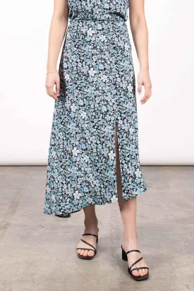 SLIT SATIN SKIRT - SPRING BLUE BOHO