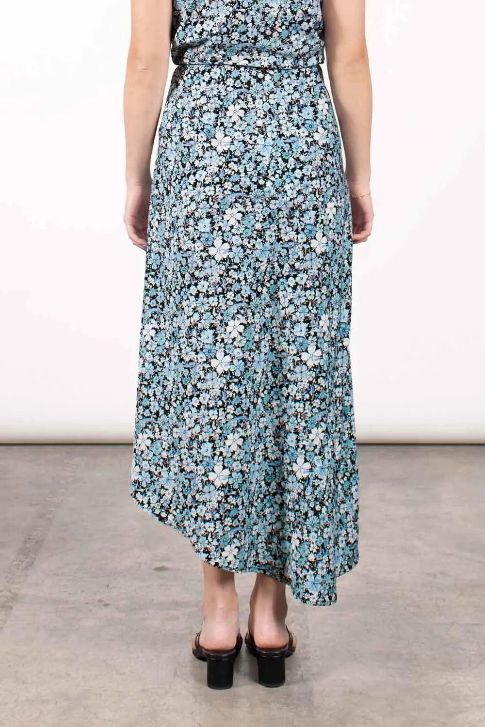 SLIT SATIN SKIRT - SPRING BLUE BOHO