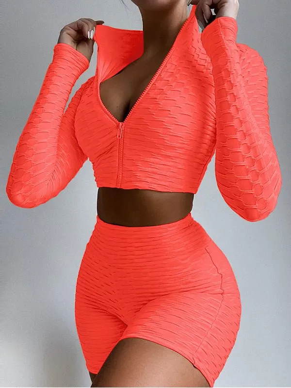 Women's Sets Yoga Clothes Long Sleeve Sports Two Piece Suit