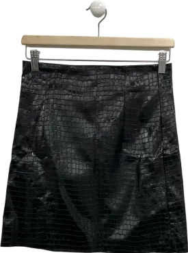 ZARA Black Faux Leather Skirt UK S